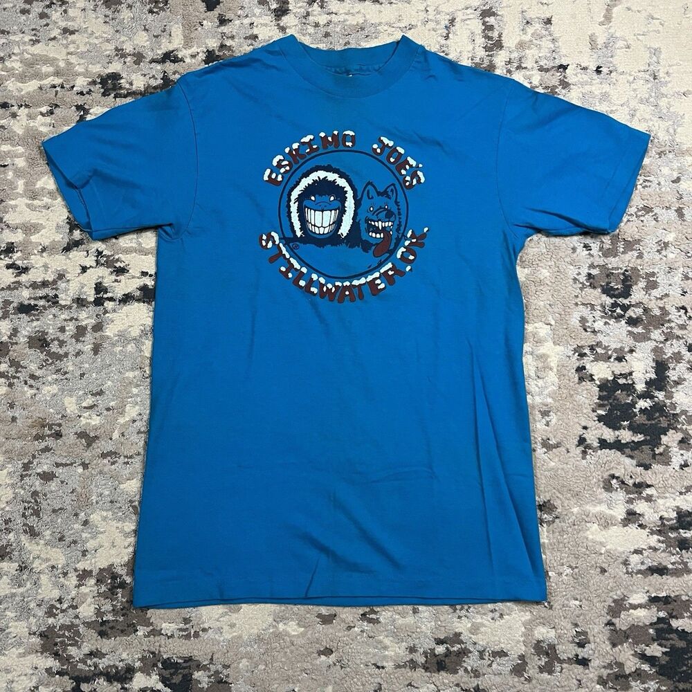 Vintage Hanes 90s Eskimo Joes Stillwater OK Oklahoma M Tee Single Stitch 2 Sided